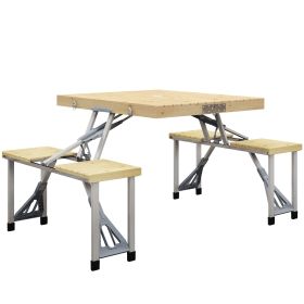 Folding Picnic Table with Seats and Umbrella Hole