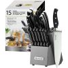 15 Pieces German Stainless Steel Kitchen Knife Set with Built-in Sharpener