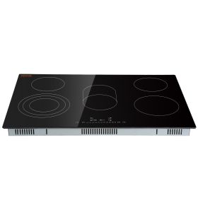 VEVOR Built in Electric Stove Top, 5 Burners, 240V Glass Radiant Cooktop with Sensor Touch Control, Timer & Child Lock Included