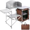 Camping Kitchen Table Cabinet Folding Cooking Storage Rack