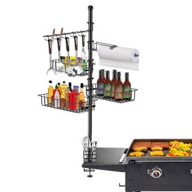 Griddle Caddy With Paper Towel Holder Hook Baskets BBQ Accessories