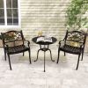 Cast Aluminum Patio Chairs Set of 2 with Armrests Diamond Pattern