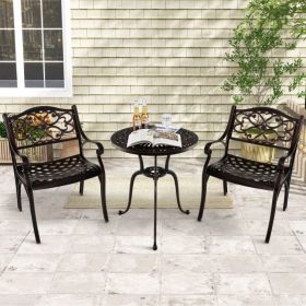 Cast Aluminum Patio Chairs Set of 2 with Armrests Diamond Pattern