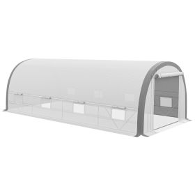 Walk-in Tunnel Greenhouse with Upgraded Structure, Zippered Roll Up Mesh Door, 8 Mesh Windows