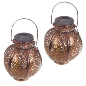 Set of 2 Solar Lights - Hanging or Tabletop Rechargeable LED Lantern Set