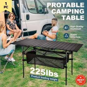 Folding Picnic Table, Lightweight Aluminum Roll-Up Camping Table with Carry Bag