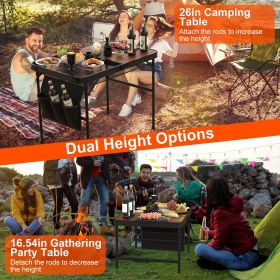 Foldable Camping Table Aluminum Alloy Grill Stand Height Adjustable 66LBS Max Load
