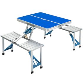 Folding Picnic Table with Umbrella Hole, Aluminum Suitcase
