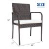 Outdoor Patio Rattan Dining Chairs Cushioned Sofa 4 Pcs Set