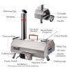 Stainless Steel Pizza Oven 12" Automatic Rotatable Wood Fired with Timer, Built-in Thermometer