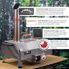Stainless Steel Pizza Oven 12" Automatic Rotatable Wood Fired with Timer, Built-in Thermometer