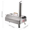 Stainless Steel Pizza Oven 12" Automatic Rotatable Wood Fired with Timer, Built-in Thermometer