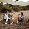 Foldable Patio Chair with Storage Pocket Backrest