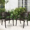 Cast Aluminum Patio Chairs Set of 2 with Armrests Diamond Pattern