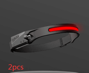 COB LED Induction Riding Headlamp Flashlight USB Rechargeable (Electrical outlet: USB, Color: Red 2pcs)