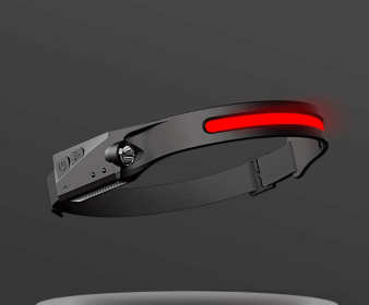 COB LED Induction Riding Headlamp Flashlight USB Rechargeable (Electrical outlet: USB, Color: Red)