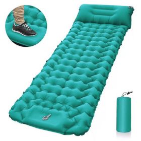 Camping Sleeping Pad Inflatable Mattress With Pillows Built-in Pump (Color: Peacock Blue)