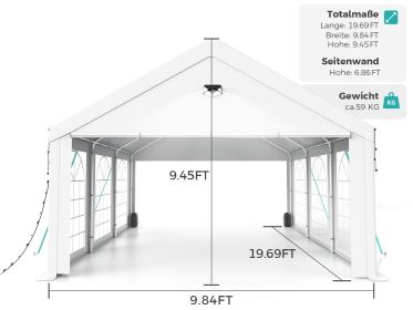 Heavy Duty Canopy Tent 10x20FT with Removable sidewals (Color: as Pic)