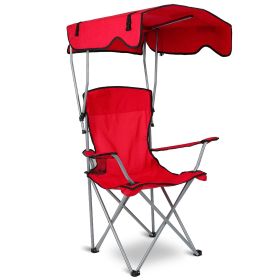 Foldable Beach Canopy Chair Sun Protection 330LBS Load (Color: Red)