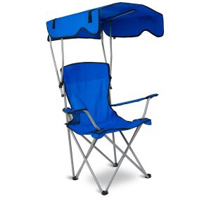 Foldable Beach Canopy Chair Sun Protection 330LBS Load (Color: Blue)