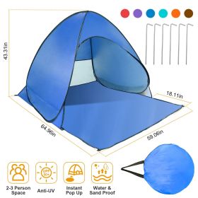 Pop Up Beach Tent Sun Shade (Color: Blue)