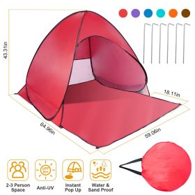 Pop Up Beach Tent Sun Shade (Color: Red)