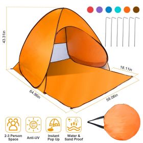 Pop Up Beach Tent Sun Shade (Color: Orange)