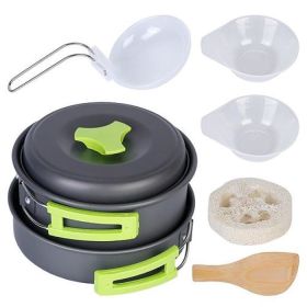 Camping Cookware Set Stove Aluminum Pot Pans Kit (Color: Grey, Type: 9 Pcs)