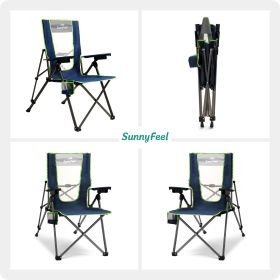 Reclining Camping Chairs Adjustable 3 Position Foldable Heavy Duty Adults 300 LBS Capacity (Color: Navy Blue)