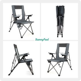 Reclining Camping Chairs Adjustable 3 Position Foldable Heavy Duty Adults 300 LBS Capacity (Color: Grey)