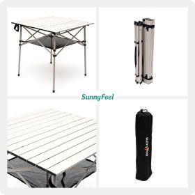 Folding Lightweight Compact Aluminum Camping Table (Color: Grey)
