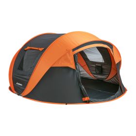 5-8 Person Black + Orange Pop-Up Camping Tent (Color: as Pic)