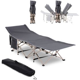 Gray Outsunny Folding Camping Cot 330 lbs. Capacity (Color: as Pic)