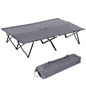 Outsunny 2 Person Folding Camping Cot, 50" Extra Wide with Carry Bag (Color: as Pic)