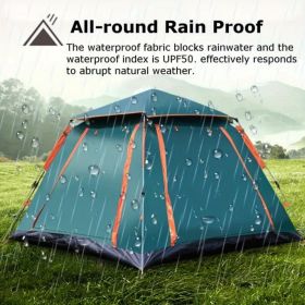 2-3 Person Camping Tent Foldable Waterproof with 2 Mosquito Nets Windows (Color: Green)