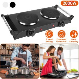 Electric Dual Burner Hot Plate With 5 Temperature Adjustments (Color: Black, Type: Dual-Burner)
