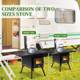 Camping Stove N001 Black Iron Panel With Chimney (Color: as picture)