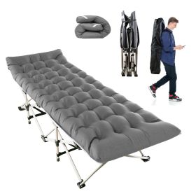 Folding Camping Cot 440LBS Max Load (Color: Grey)