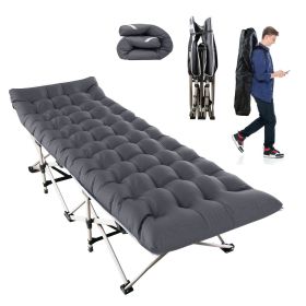 Folding Camping Cot 440LBS Max Load (Color: Black)