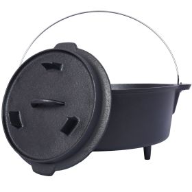 Pre-Seasoned Cast Iron Dutch Oven With Skillet Lid (Color: as Pic)
