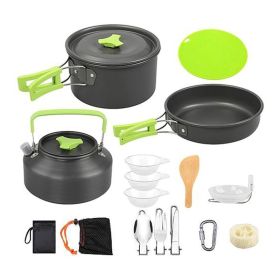 Camping Cookware Set Stove Aluminum Pot Pans Kit (Color: Grey, Type: 16 Pcs)