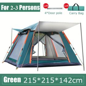 2-3 Person Camping Tent, Waterproof with 2 Mosquito Nets (Color: Green)