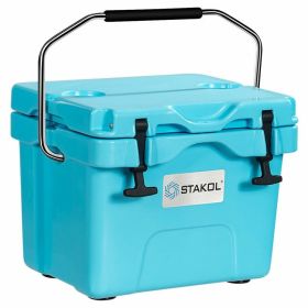 16 Quart 24-Can Capacity Insulated Ice Cooler with 2 Cup Holders (Color: Blue)
