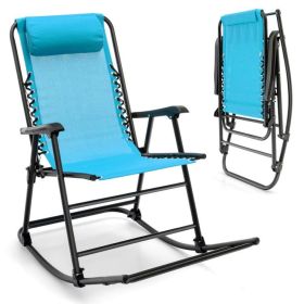 Lightweight, Camping, Folding, Rocking Chair with Footrest (Color: Navy)