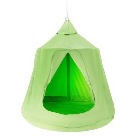 VEVOR Hanging Tree Tent Swing, 330 LBS Capacity w/LED Lights, Inflatable Base (Color: Green, Type: Fully Enclosed)