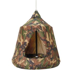 VEVOR Hanging Tree Tent Swing, 330 LBS Capacity w/LED Lights, Inflatable Base (Color: Camouflage, Type: Fully Enclosed)