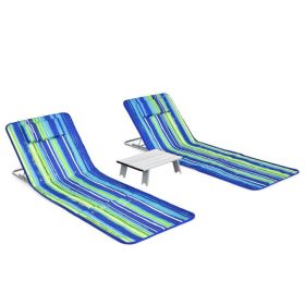 3 Pieces Lounge Chair-Set (Color: Blue & Green)