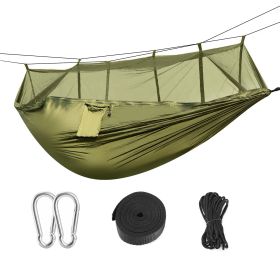 Two People with 2 Straps Camping Hammock with Mosquito Net (Color: ArmyGreen)