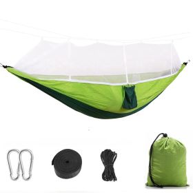 Two People with 2 Straps Camping Hammock with Mosquito Net (Color: DoubleGreen)