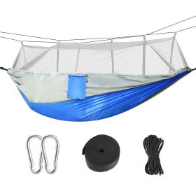 Two People with 2 Straps Camping Hammock with Mosquito Net (Color: GreyBlue)